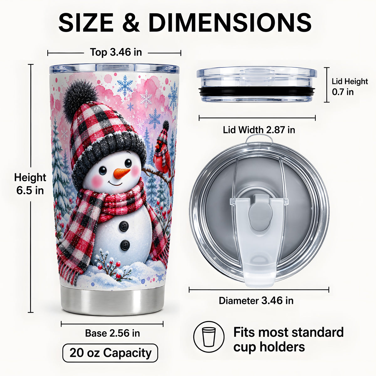 #pl[20oz|Steel] Cardinal Tumbler 20oz, Snowman Plaid Tumbler, Stainless Steel Travel Cup