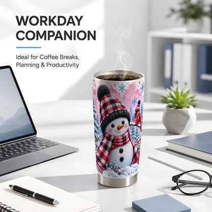 #pl[20oz|Steel] Cardinal Tumbler 20oz, Snowman Plaid Tumbler, Stainless Steel Travel Cup