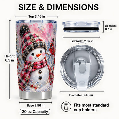 #pl[20oz|Steel] Jeweled Snowman Tumbler 20oz, Cardinal Tumbler, Stainless Steel Travel Cup