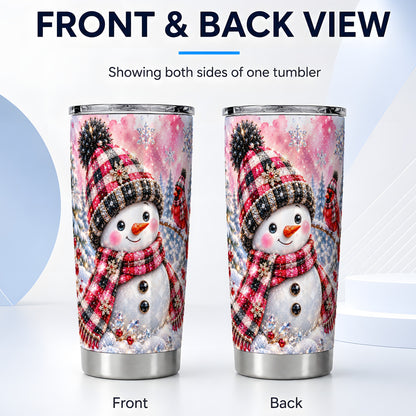 #pl[20oz|Steel] Jeweled Snowman Tumbler 20oz, Cardinal Tumbler, Stainless Steel Travel Cup