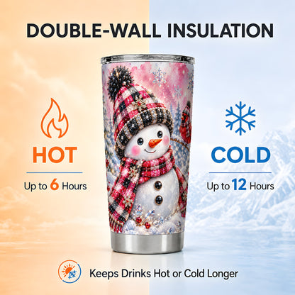 #pl[20oz|Steel] Jeweled Snowman Tumbler 20oz, Cardinal Tumbler, Stainless Steel Travel Cup