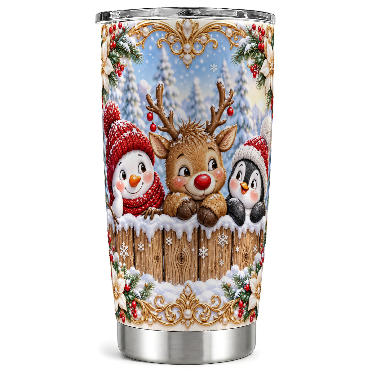 Winter Friends Tumbler 20oz, Christmas Tumbler, Stainless Steel Travel Cup