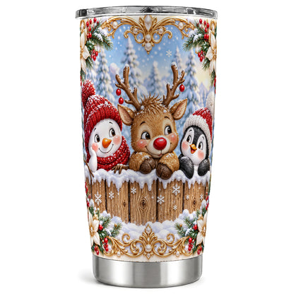 Winter Friends Tumbler 20oz, Christmas Tumbler, Stainless Steel Travel Cup