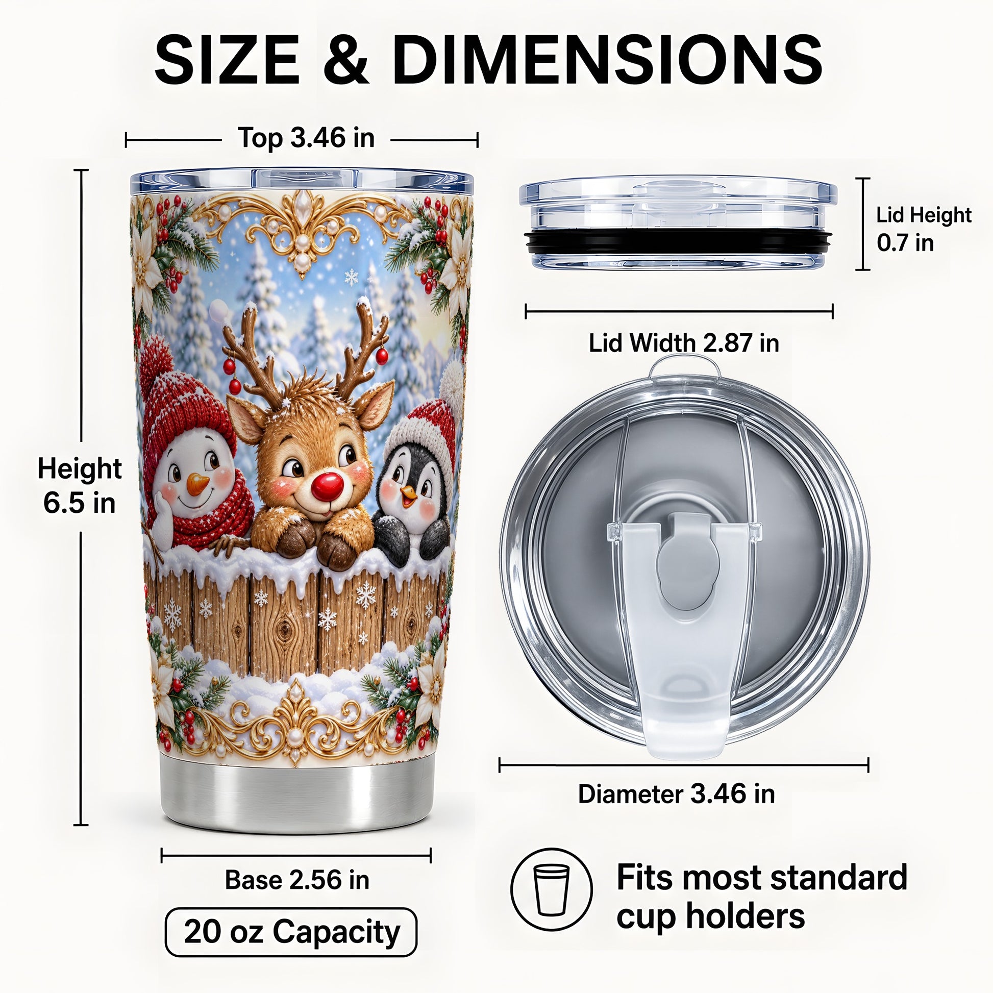 #pl[20oz|Steel] Winter Friends Tumbler 20oz, Christmas Tumbler, Stainless Steel Travel Cup