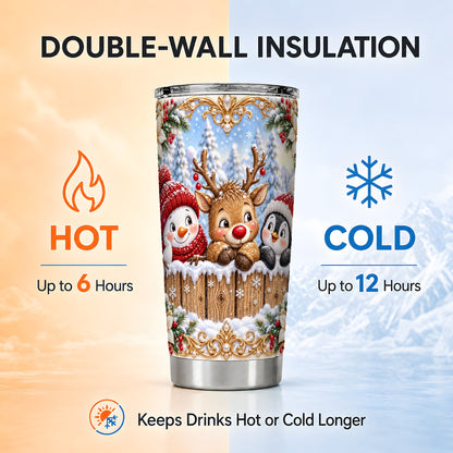 #pl[20oz|Steel] Winter Friends Tumbler 20oz, Christmas Tumbler, Stainless Steel Travel Cup