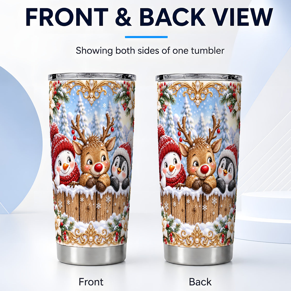 #pl[20oz|Steel] Winter Friends Tumbler 20oz, Christmas Tumbler, Stainless Steel Travel Cup