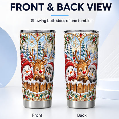 #pl[20oz|Steel] Snowy Friends Tumbler 20oz, Christmas Tumbler, Stainless Steel Travel Cup