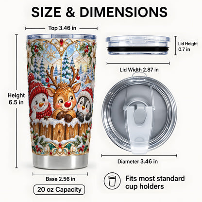 #pl[20oz|Steel] Snowy Friends Tumbler 20oz, Christmas Tumbler, Stainless Steel Travel Cup