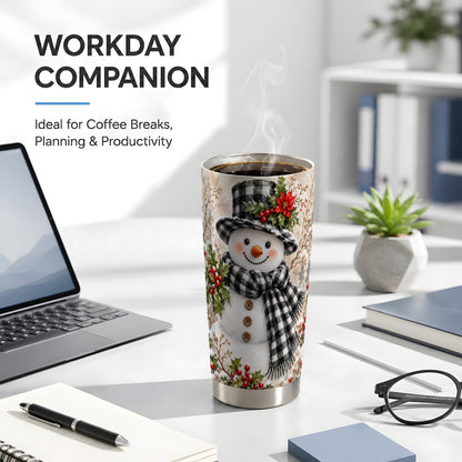 #pl[20oz|Steel] Plaid Snowman Tumbler 20oz, Winter Tumbler, Stainless Steel Travel Cup