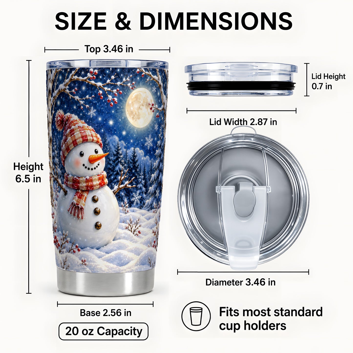 #pl[20oz|Steel] Moon Snowman Tumbler 20oz, Winter Tumbler, Stainless Steel Travel Cup