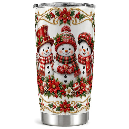 Snowman Tumbler 20oz, Holly Tumbler, Stainless Steel Travel Cup