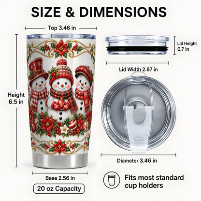 #pl[20oz|Steel] Snowman Tumbler 20oz, Holly Tumbler, Stainless Steel Travel Cup