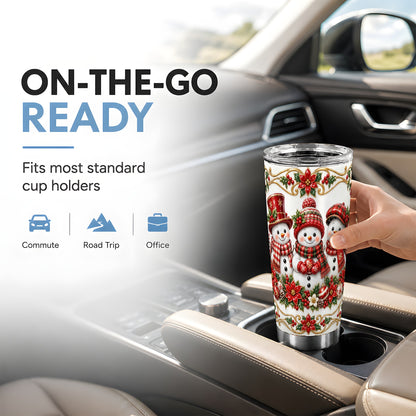 #pl[20oz|Steel] Snowman Tumbler 20oz, Holly Tumbler, Stainless Steel Travel Cup