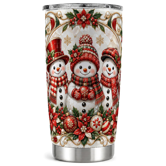 Snowman Tumbler 20oz, Poinsettia Tumbler, Stainless Steel Travel Cup