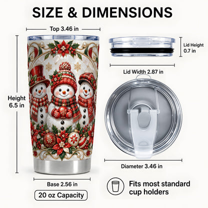 #pl[20oz|Steel] Snowman Tumbler 20oz, Poinsettia Tumbler, Stainless Steel Travel Cup