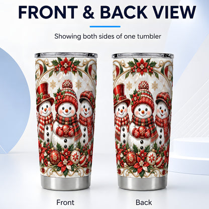 #pl[20oz|Steel] Snowman Tumbler 20oz, Poinsettia Tumbler, Stainless Steel Travel Cup