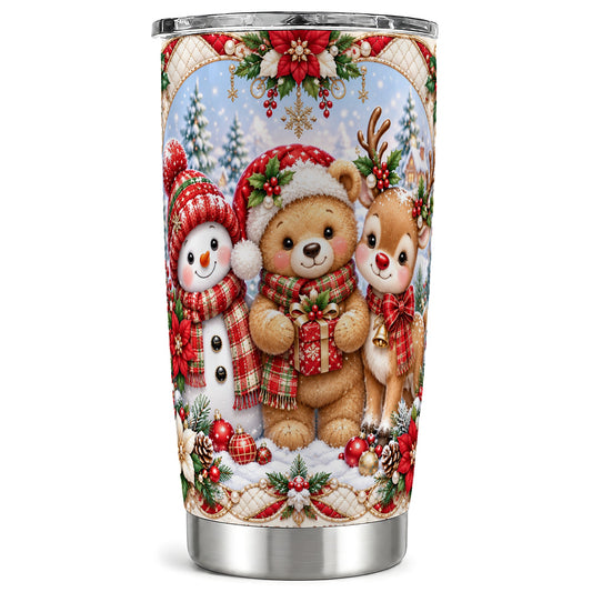Winter Friends Tumbler 20oz, Snowman Tumbler, Stainless Steel Travel Cup