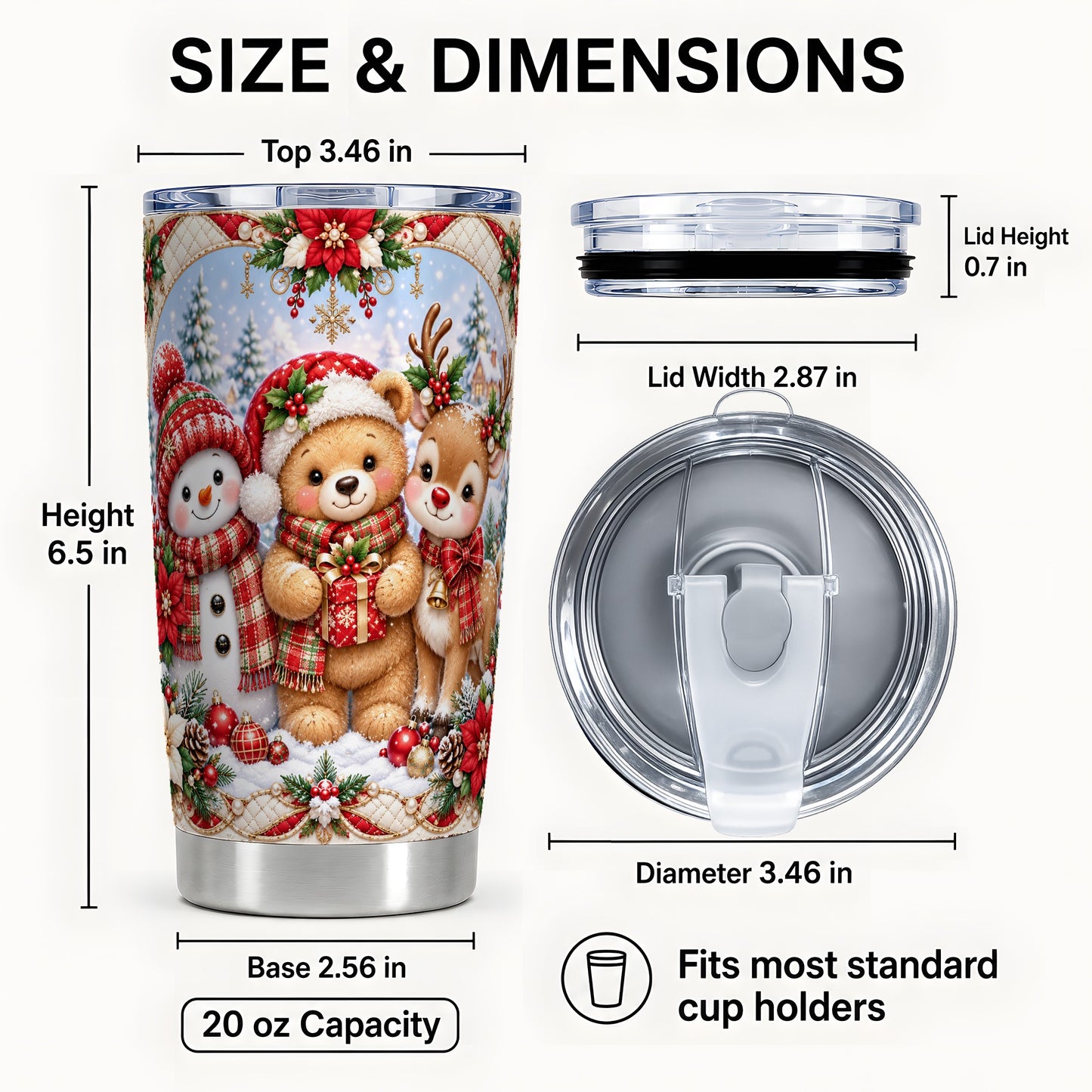 #pl[20oz|Steel] Winter Friends Tumbler 20oz, Snowman Tumbler, Stainless Steel Travel Cup