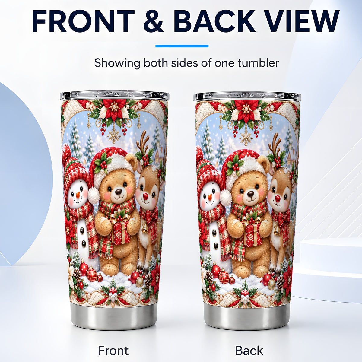 #pl[20oz|Steel] Winter Friends Tumbler 20oz, Snowman Tumbler, Stainless Steel Travel Cup