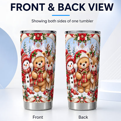 #pl[20oz|Steel] Winter Friends Tumbler 20oz, Snowman Tumbler, Stainless Steel Travel Cup