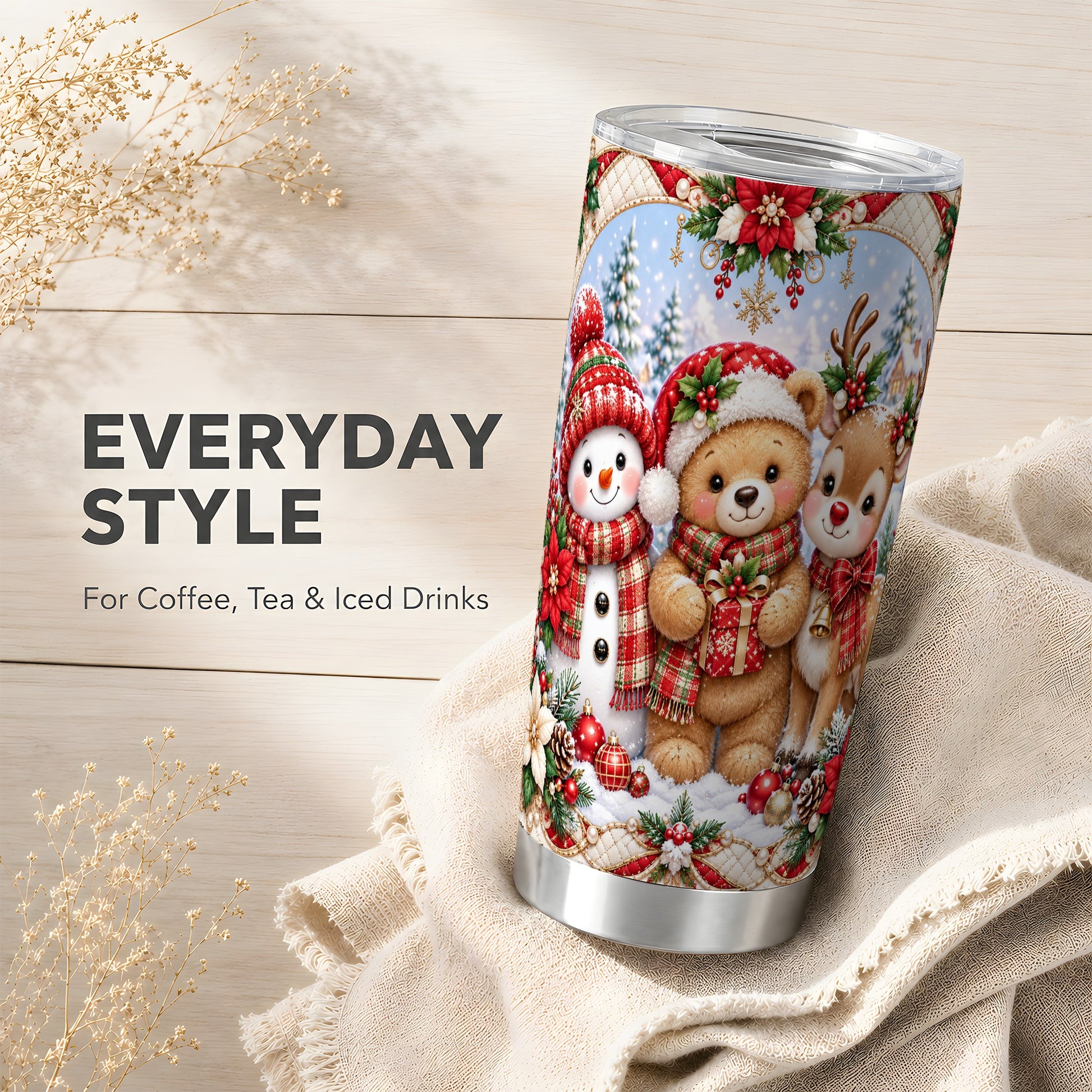 #pl[20oz|Steel] Winter Friends Tumbler 20oz, Snowman Tumbler, Stainless Steel Travel Cup
