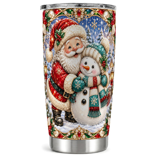 Santa Snowman Tumbler 20oz, Holiday Tumbler, Stainless Steel Travel Cup