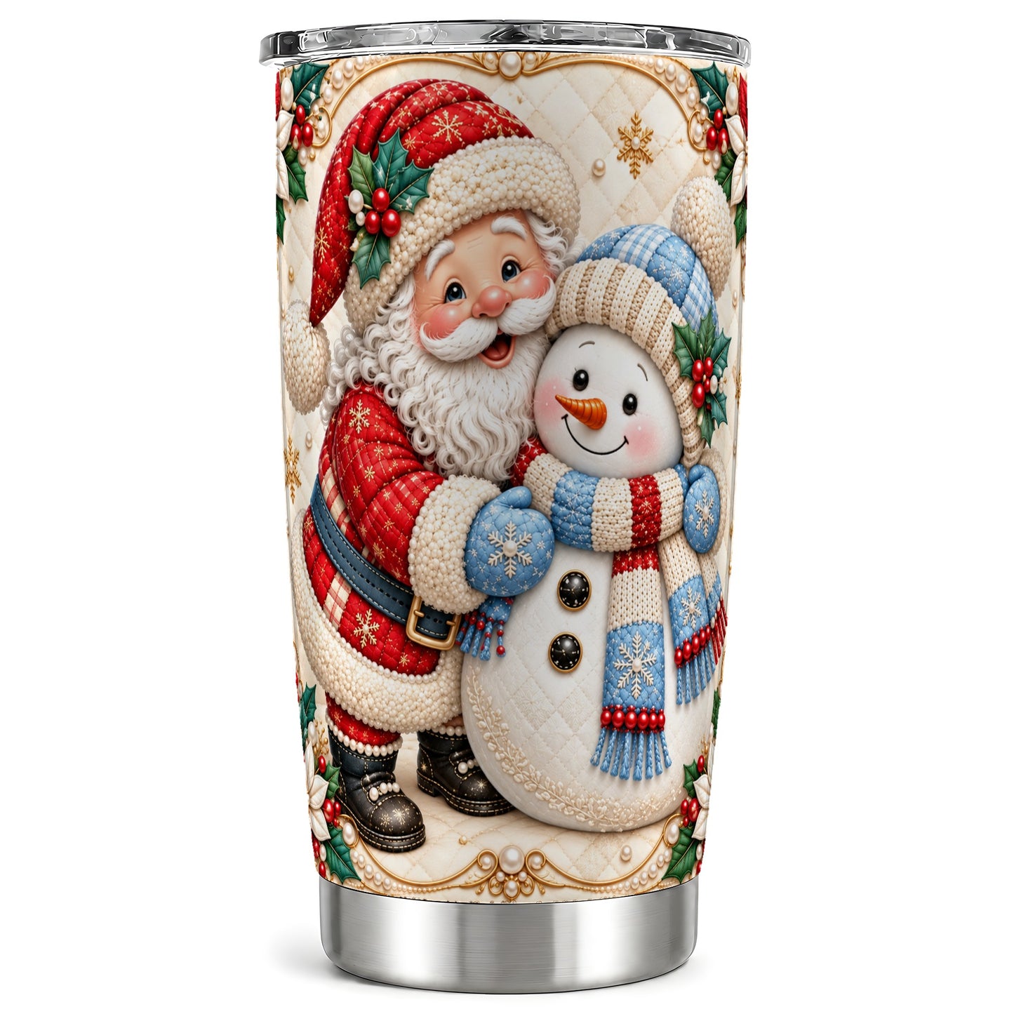 Santa Snowman Tumbler 20oz, Christmas Tumbler, Stainless Steel Travel Cup