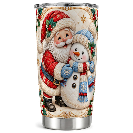 Santa Snowman Tumbler 20oz, Christmas Tumbler, Stainless Steel Travel Cup