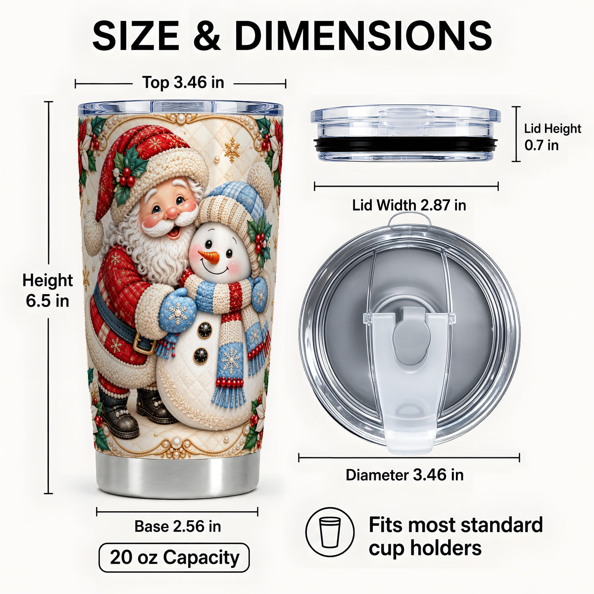 #pl[20oz|Steel] Santa Snowman Tumbler 20oz, Christmas Tumbler, Stainless Steel Travel Cup