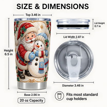 #pl[20oz|Steel] Santa Snowman Tumbler 20oz, Christmas Tumbler, Stainless Steel Travel Cup