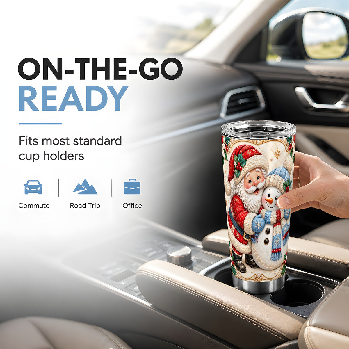 #pl[20oz|Steel] Santa Snowman Tumbler 20oz, Christmas Tumbler, Stainless Steel Travel Cup