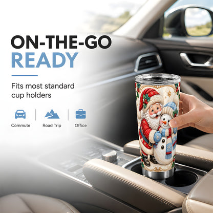 #pl[20oz|Steel] Santa Snowman Tumbler 20oz, Christmas Tumbler, Stainless Steel Travel Cup