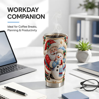 #pl[20oz|Steel] Santa Snowman Tumbler 20oz, Christmas Tumbler, Stainless Steel Travel Cup