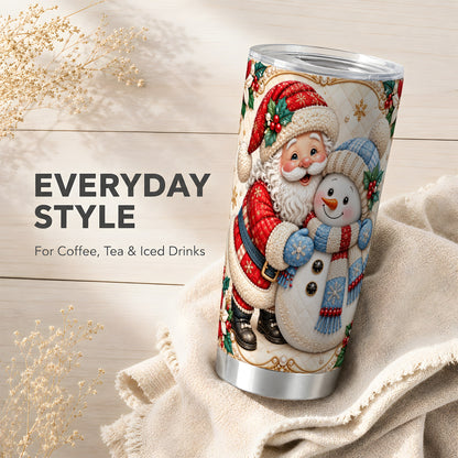 #pl[20oz|Steel] Santa Snowman Tumbler 20oz, Christmas Tumbler, Stainless Steel Travel Cup