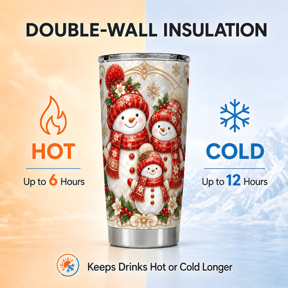 #pl[20oz|Steel] Snowman Family Tumbler 20oz, Christmas Tumbler, Stainless Steel Travel Cup