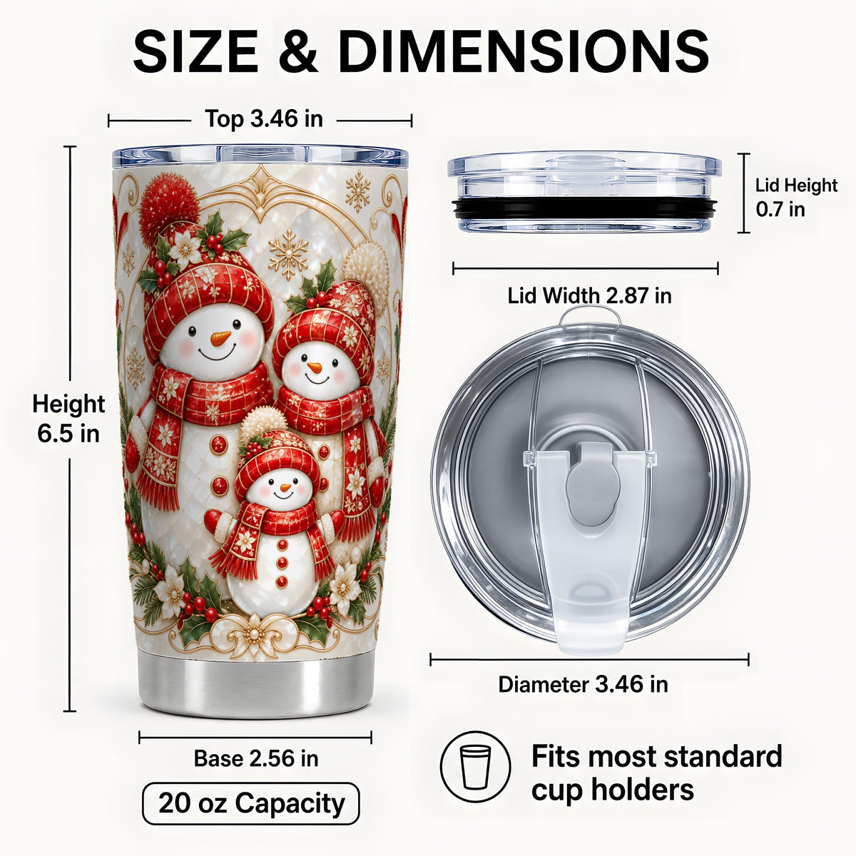 #pl[20oz|Steel] Snowman Family Tumbler 20oz, Christmas Tumbler, Stainless Steel Travel Cup