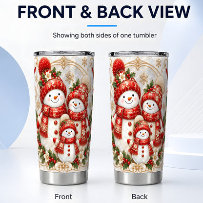 #pl[20oz|Steel] Snowman Family Tumbler 20oz, Christmas Tumbler, Stainless Steel Travel Cup