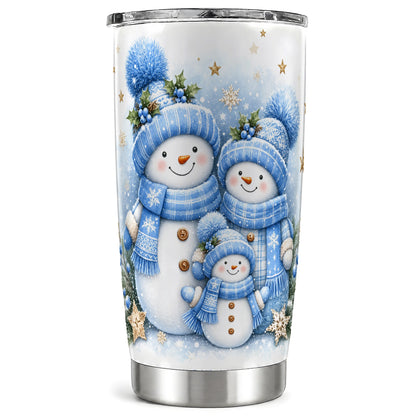 Blue Snowman Tumbler 20oz, Winter Tumbler, Stainless Steel Travel Cup