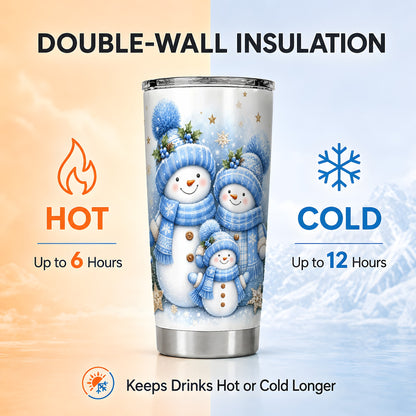 #pl[20oz|Steel] Blue Snowman Tumbler 20oz, Winter Tumbler, Stainless Steel Travel Cup