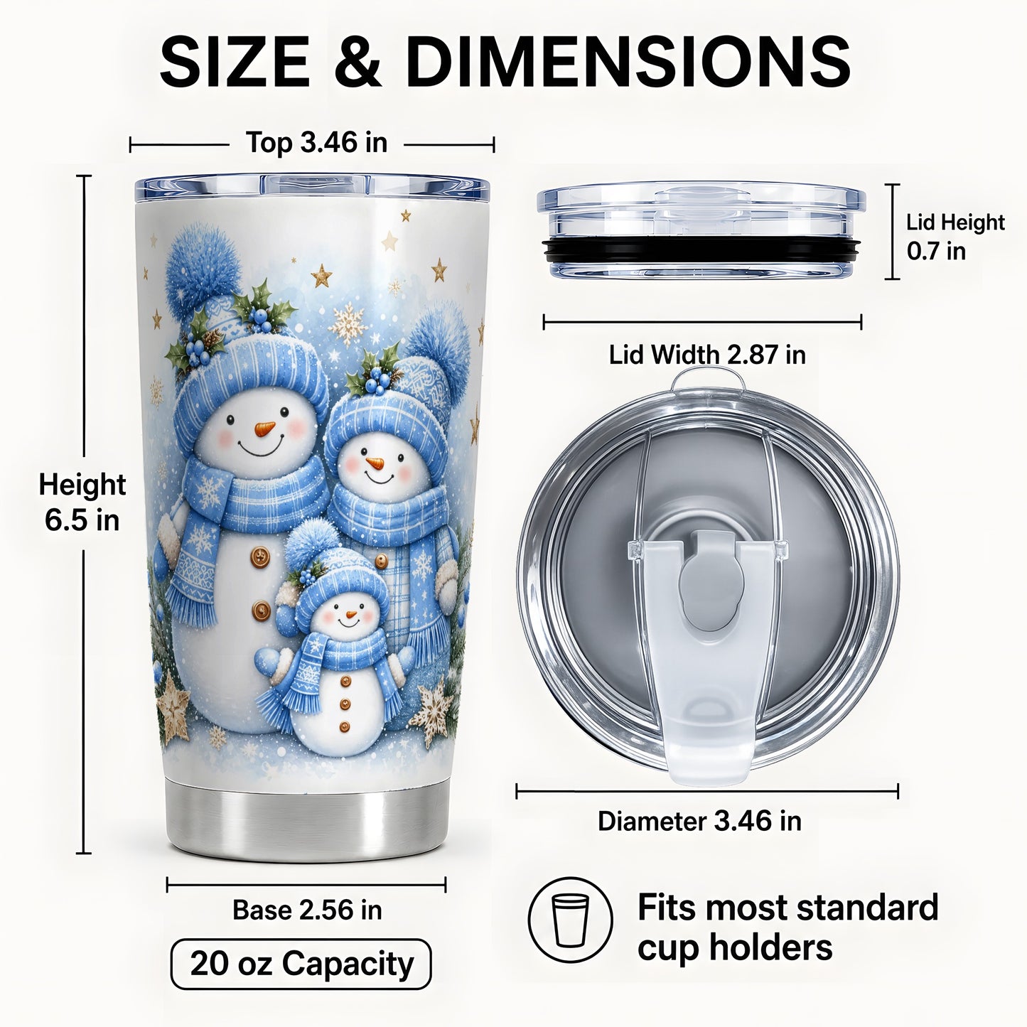 #pl[20oz|Steel] Blue Snowman Tumbler 20oz, Winter Tumbler, Stainless Steel Travel Cup