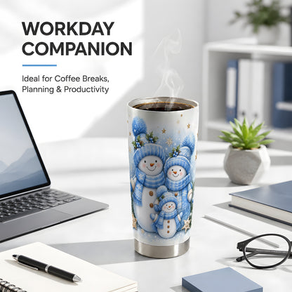 #pl[20oz|Steel] Blue Snowman Tumbler 20oz, Winter Tumbler, Stainless Steel Travel Cup