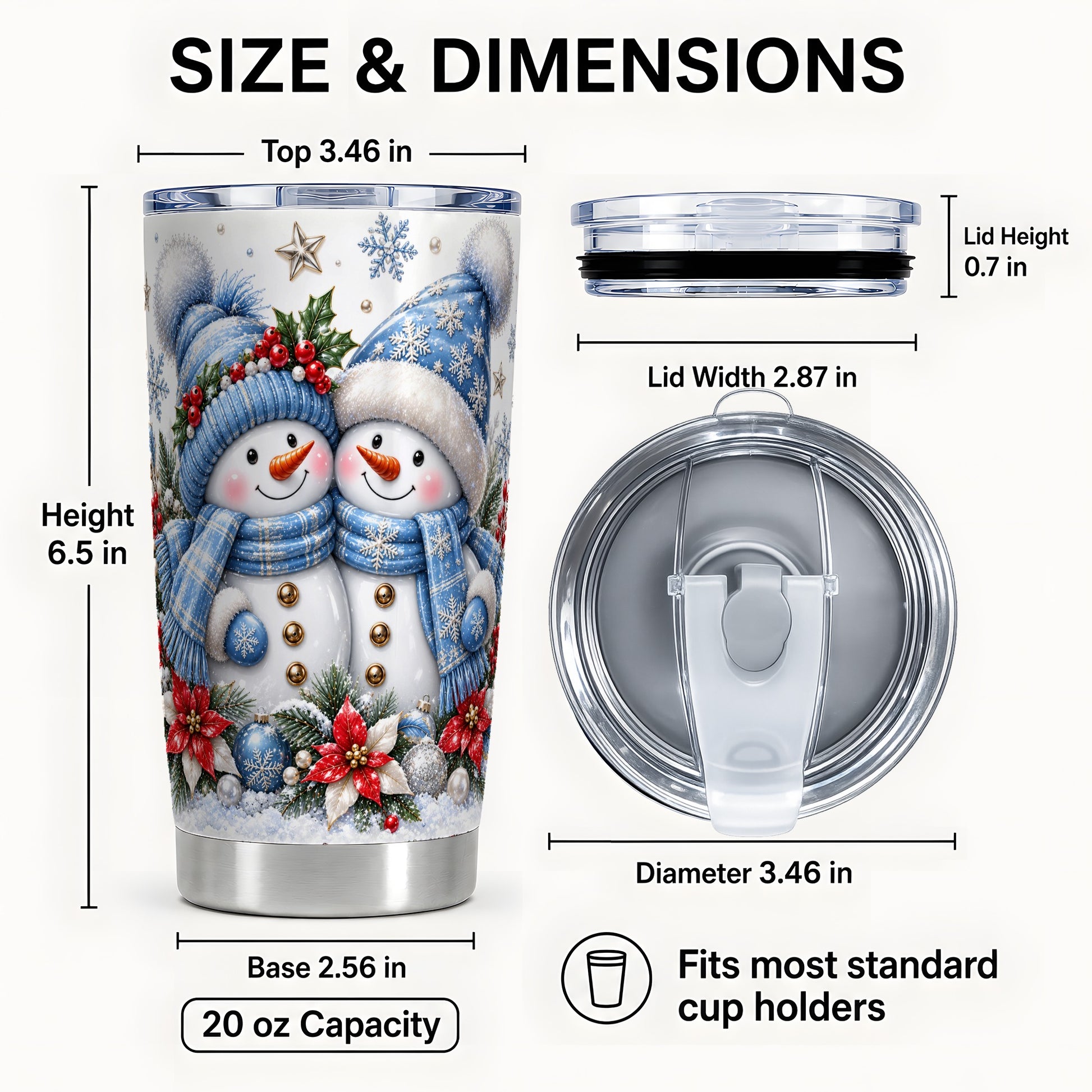 #pl[20oz|Steel] Snowman Couple Tumbler 20oz, Winter Tumbler, Stainless Steel Travel Cup