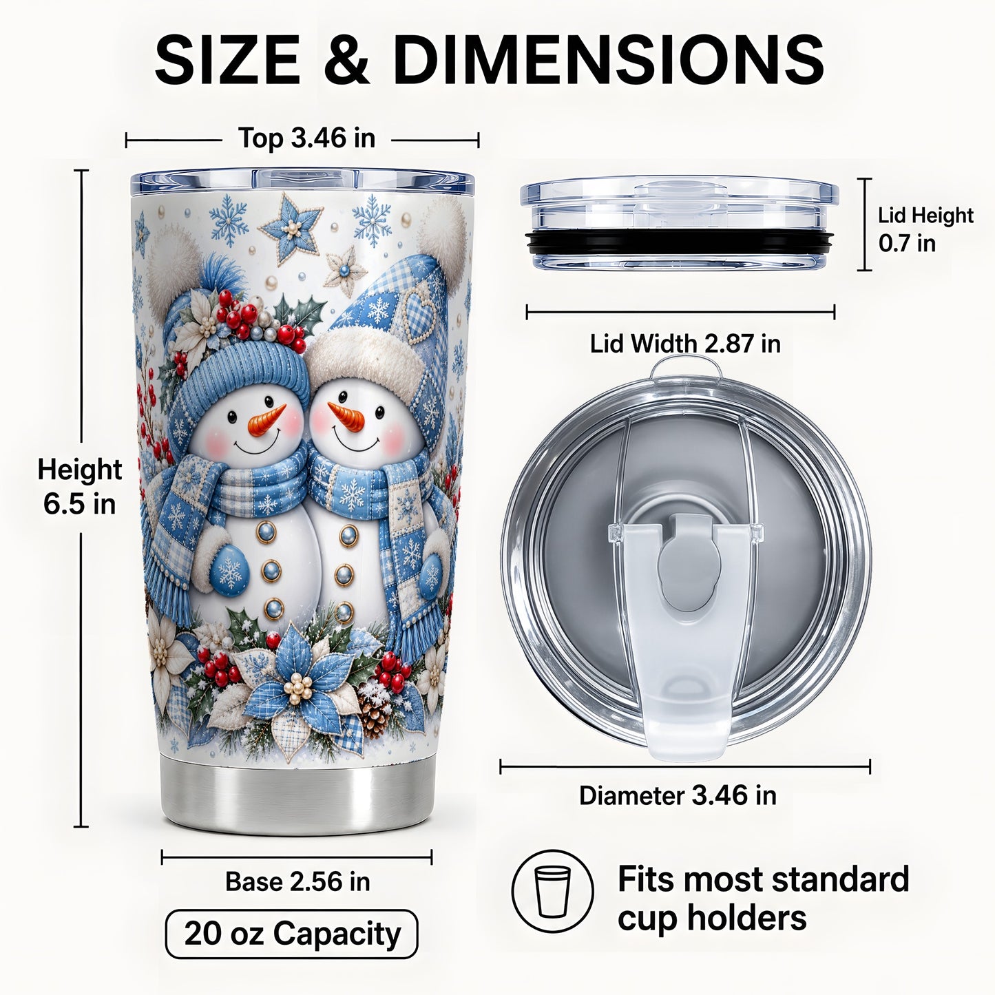 #pl[20oz|Steel] Snowman Couple Tumbler 20oz, Winter Tumbler, Stainless Steel Travel Cup