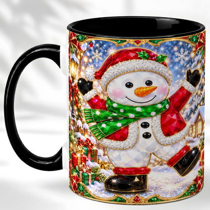 #pl[11oz|Black] Christmas Snowman Coffee Mug, Holiday Snowman Mug, Ceramic Cup