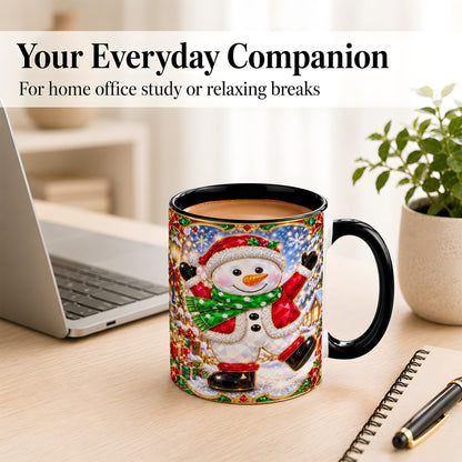 #pl[11oz|Black] Christmas Snowman Coffee Mug, Holiday Snowman Mug, Ceramic Cup
