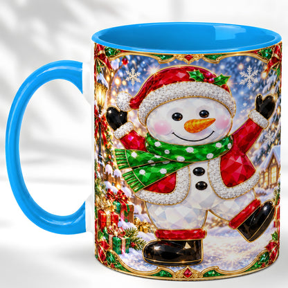 #pl[11oz|Blue] Christmas Snowman Coffee Mug, Holiday Snowman Mug, Ceramic Cup