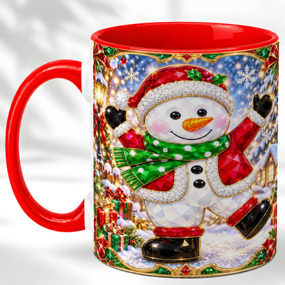 Christmas Snowman Coffee Mug, Holiday Snowman Mug, Ceramic Cup