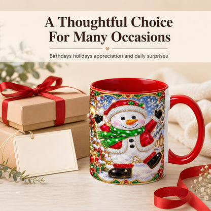 #pl[11oz|Red] Christmas Snowman Coffee Mug, Holiday Snowman Mug, Ceramic Cup