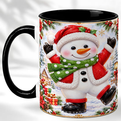 #pl[11oz|Black] Christmas Snowman Coffee Mug, Festive Snowman Mug, Ceramic Cup