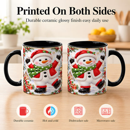 #pl[11oz|Black] Christmas Snowman Coffee Mug, Festive Snowman Mug, Ceramic Cup